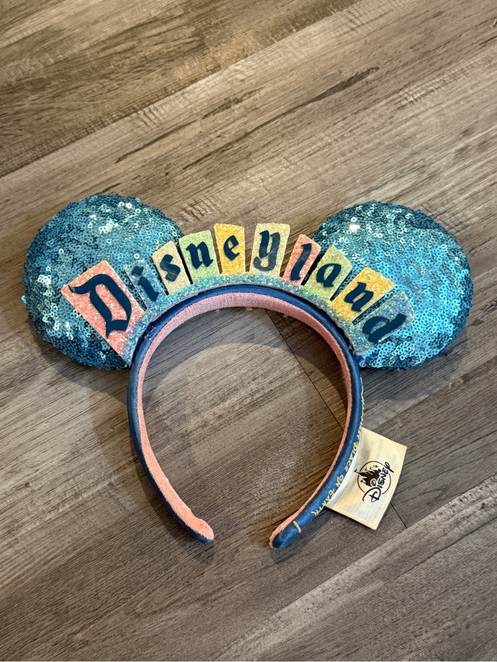 Disneyland Sequin Minnie Mouse Ears Headband Blue Glitter Disney Parks